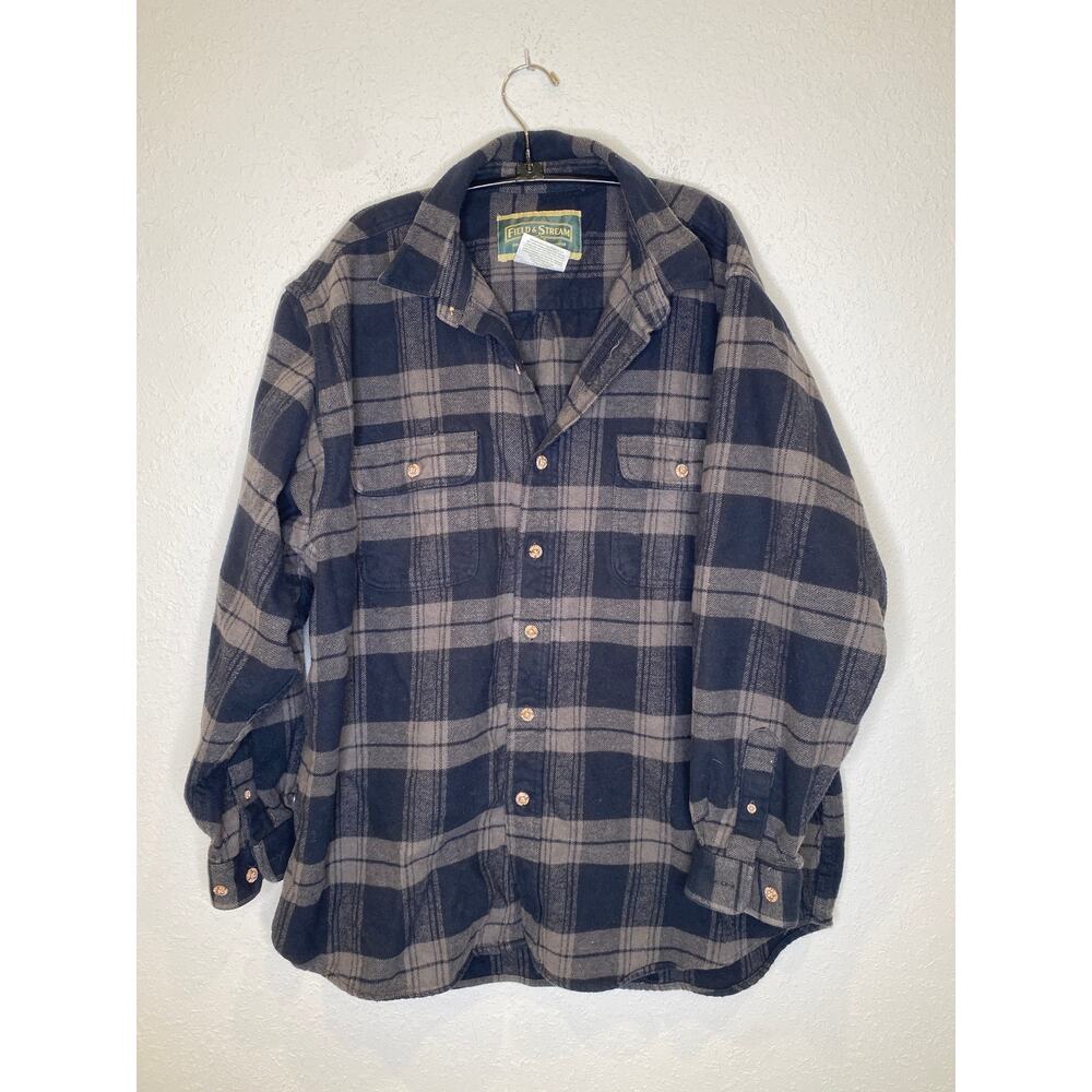 Field & Stream Gray Black Buffalo Check Plaid Shacket EUC Sz XXL Men’s Cotton